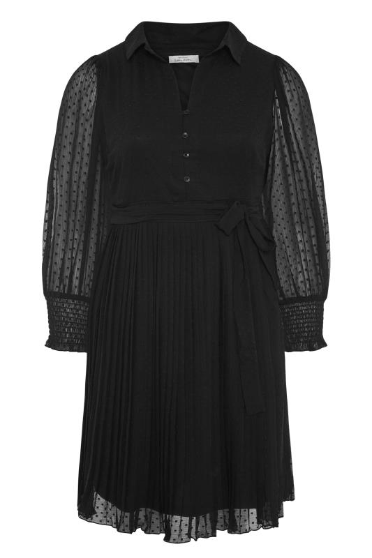 YOURS LONDON Plus Size Black Dobby Pleat Shirt Midi Dress | Yours Clothing 6