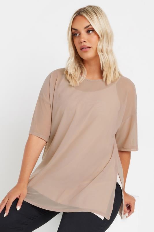  Tallas Grandes YOURS Curve Pink Short Sleeve Oversized Mesh Top