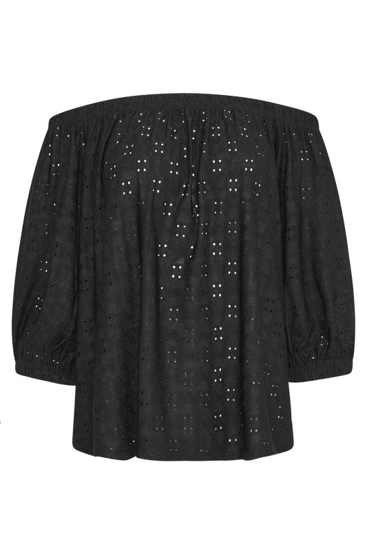 LTS Tall Black Broderie Anglaise Bardot Top 5