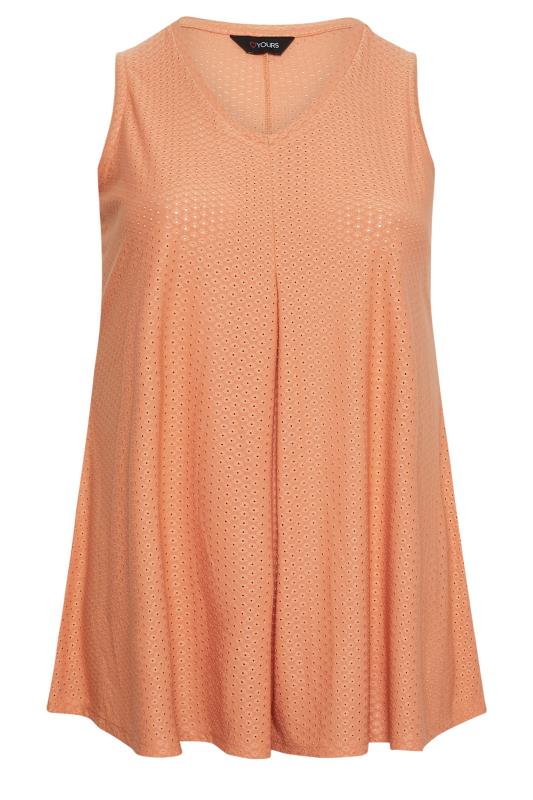 YOURS Plus Size Orange Pointelle Vest Top | Yours Clothing 5
