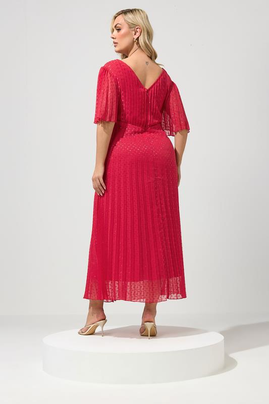 YOURS LONDON Plus Size Red Chocolate Brown Metallic Dobby Wrap Dress | Yours Clothing 2