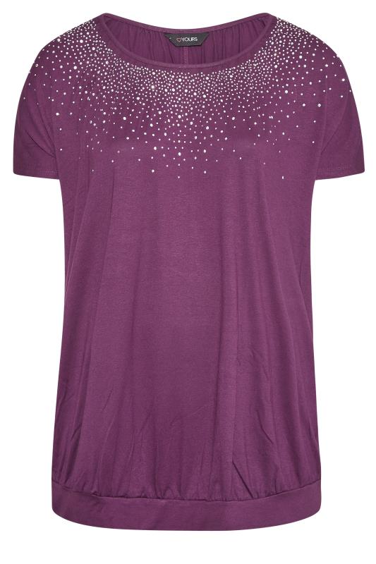 Plus Size Purple Stud Embellished Top | Yours Clothing 6