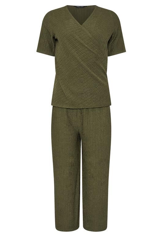 M&Co Khaki Green Textured Top and Trousers Set | M&Co 6