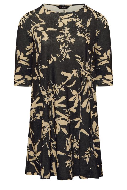 Plus Size Black Floral Print Pocket Swing Dress | Yours Clothing 6