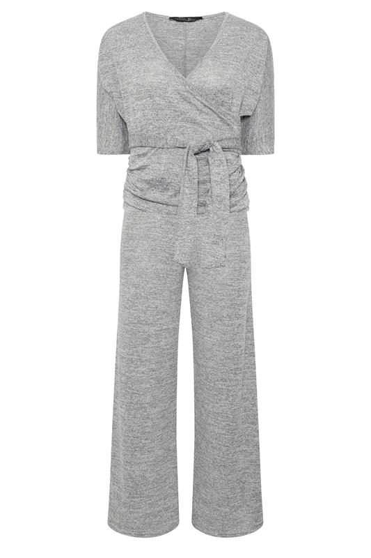 PixieGirl Petite Women's Set Grey Marl Wrap Top & Wide Leg Trousers | PixieGirl 7