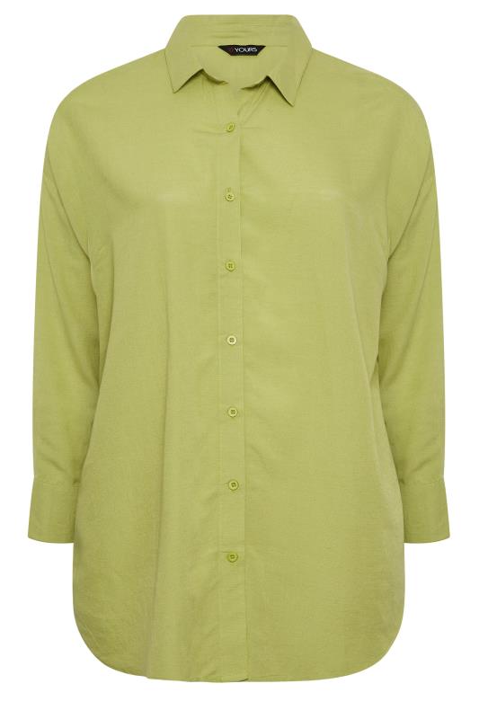 YOURS Plus Size Green Linen Blend Shirt | Yours Clothing 6