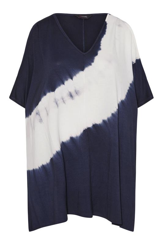 Plus Size Navy Blue Tie Dye Cold Shoulder T-Shirt | Yours Clothing 6