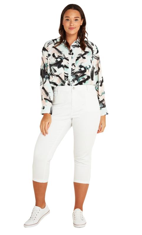 Plus Size  Evans White Cropped Skinny Jeans