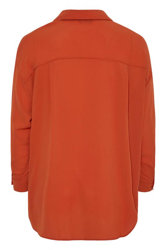 Plus Size Curve Rust Orange Button Through Shirt | Yours Clothing  7