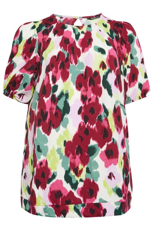 YOURS Plus Size Red Abstract Floral Print T-Shirt | Yours Clothing 6