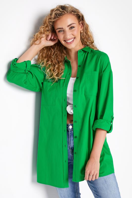 LTS Tall Women's Apple Green Oversized Cotton Shirt | Long Tall Sally 1