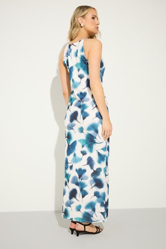 LTS Tall Women's Navy Blue Floral High Neck Midi Dress | Long Tall Sally  2