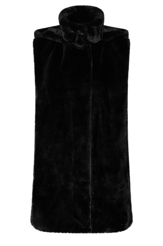 LTS Tall Black Faux Fur Hooded Gilet 6