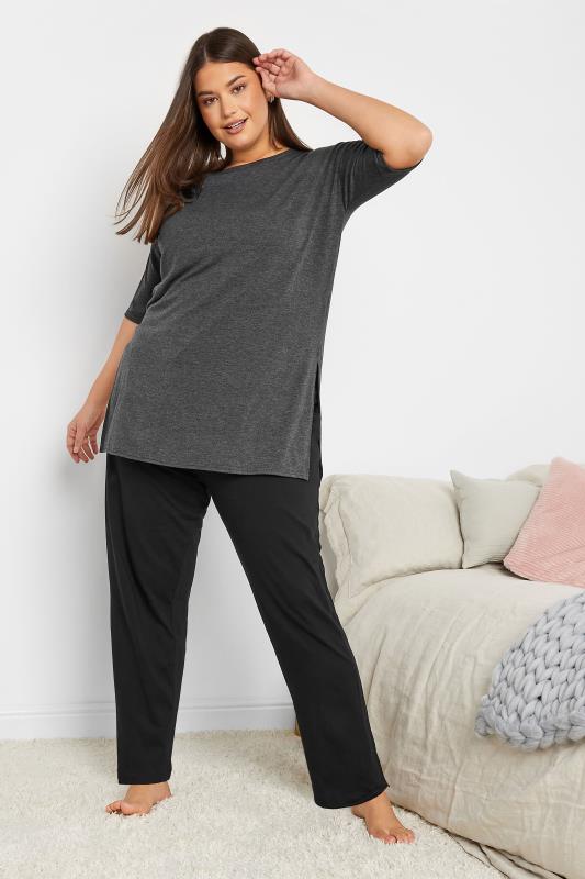 2 PACK Plus Size Black Wide Leg Pyjama Bottoms | Yours Clothing 4