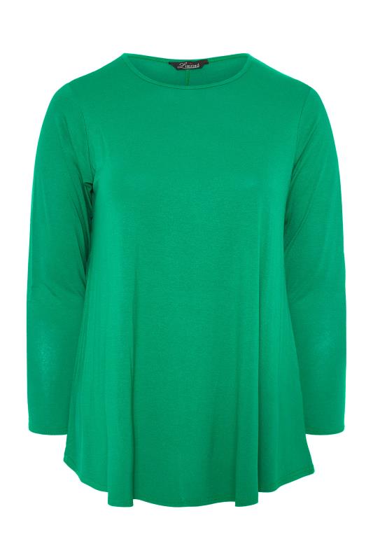 LIMITED COLLECTION Curve Green Long Sleeve Swing Top_F.jpg