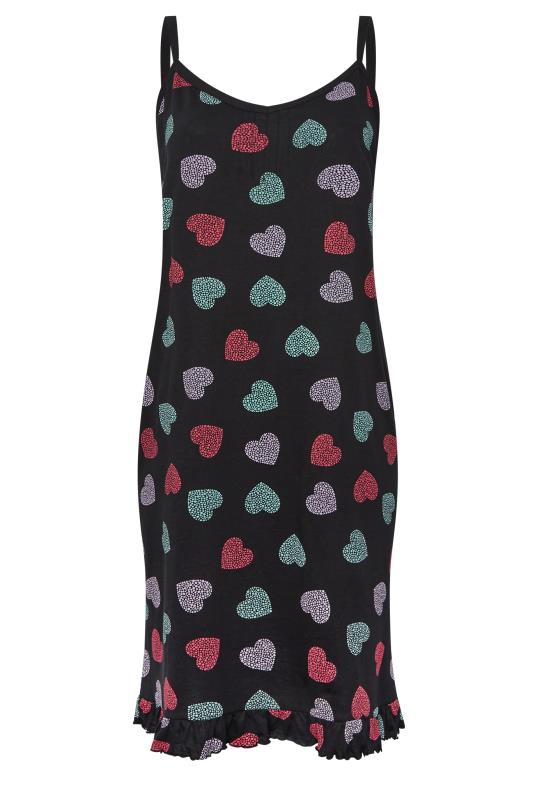 YOURS Curve Plus Size Black Heart Print Pintuck Chemise Nightdress | Yours Clothing  6