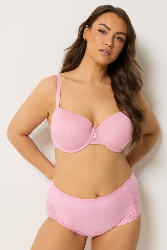 YOURS Plus Size Pink Microfibre Lace Shorts | Yours Clothing 1