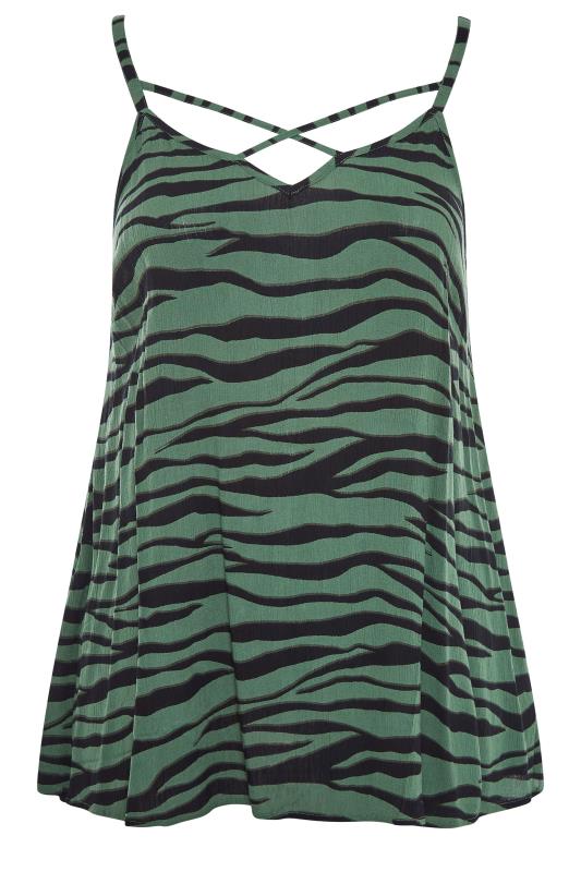 Plus Size LIMITED COLLECTION Green Zebra Print Strappy Swing Cami Top | Yours Clothing 8