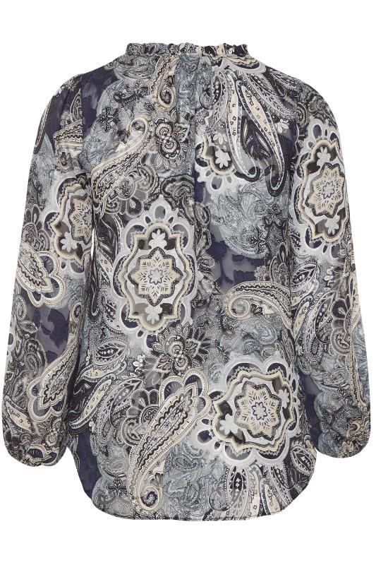 Blue Chiffon Paisley Blouse | Yours 