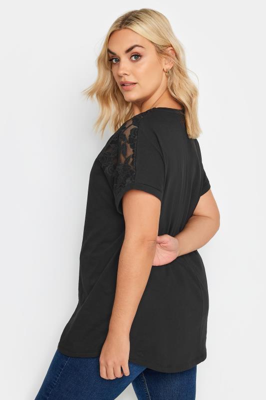YOURS Plus Size Black Floral Mesh T-Shirt | Yours Clothing 3