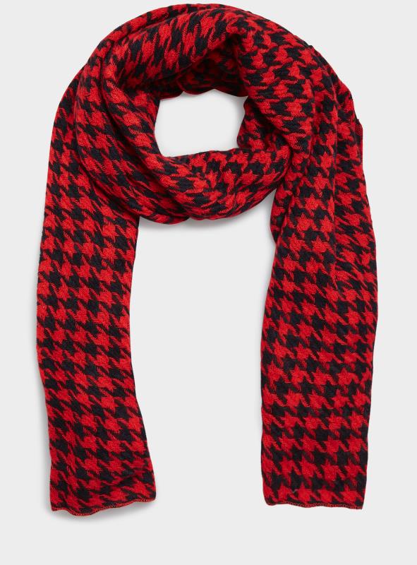  Grande Taille Red Dogtooth Check Scarf