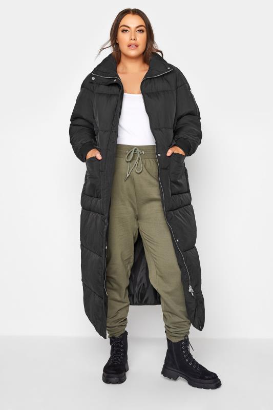 Plus Size Black Maxi Puffer Coat | Yours Clothing 2