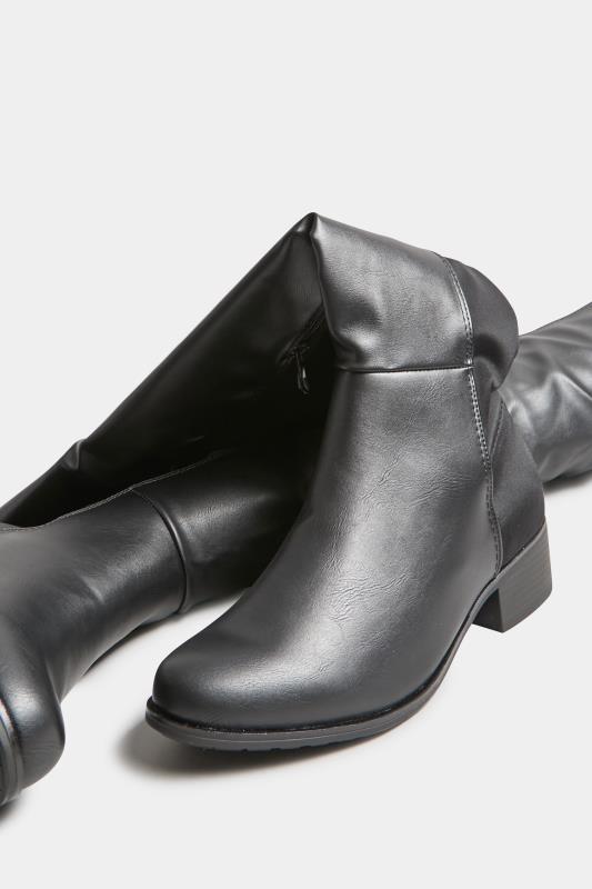 PixieGirl Black Stretch Over The Knee Boots In Standard D Fit | PixieGirl 6