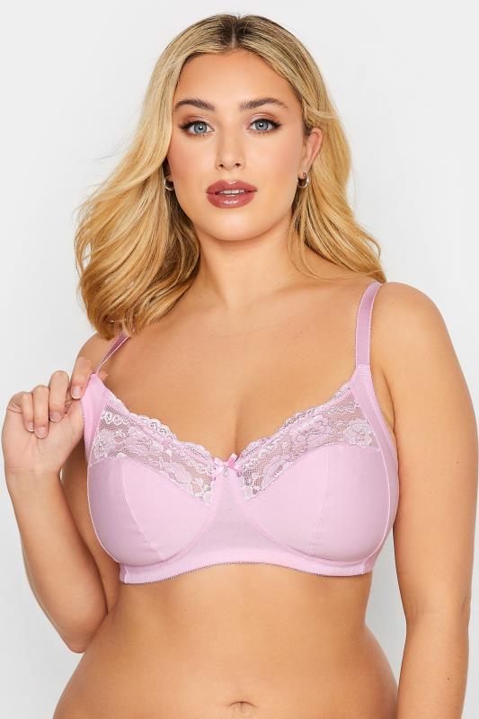 Plus Size YOURS 2 PACK Pink & White Non-Padded Non-Wired Full Cup Bras | Yours Clothing  3