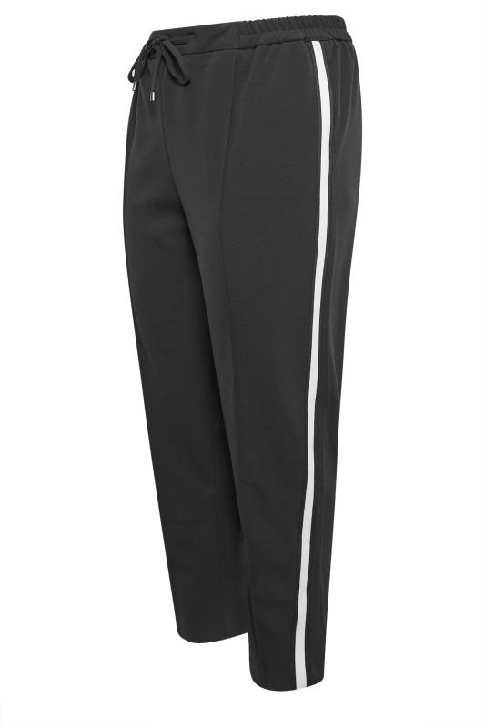 YOURS Plus Size Black Side Stripe Straight Leg Joggers | Yours Clothing 6