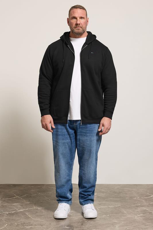 BadRhino Big & Tall Black Zip Through Hoodie | BadRhino 1