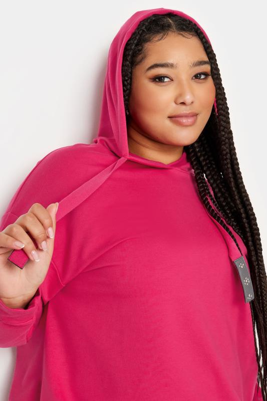 Plus Size Pink Embellished Tie Hoodie | Yours Clothing 4