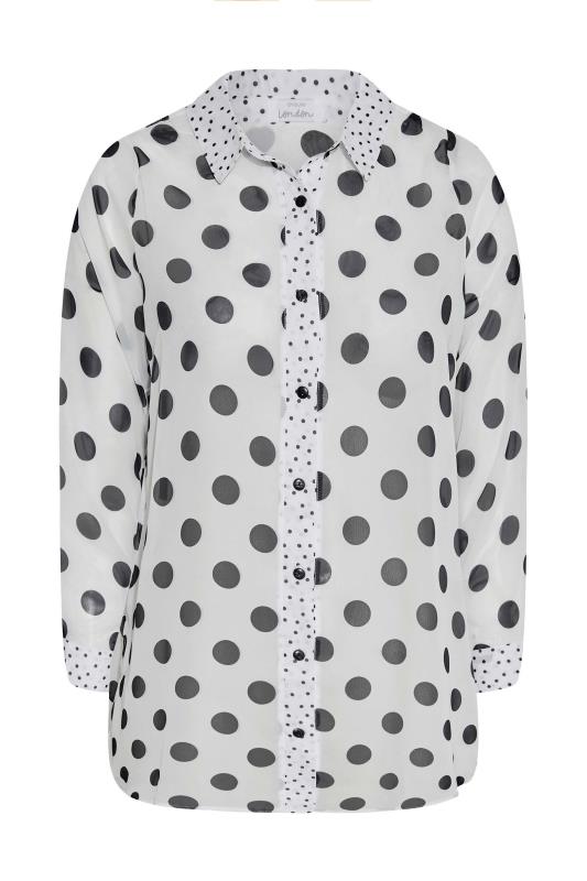 YOURS LONDON Plus Size White Polka Dot Boyfriend Shirt | Yours Clothing 6