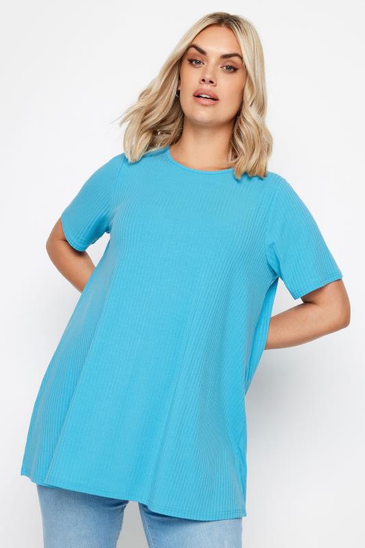 YOURS Plus Size Aqua Blue Swing T-Shirt | Yours Clothing 1