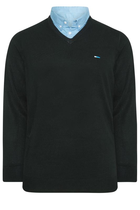 BadRhino Black & Light Blue Essential Mock Shirt Jumper | BadRhino 3