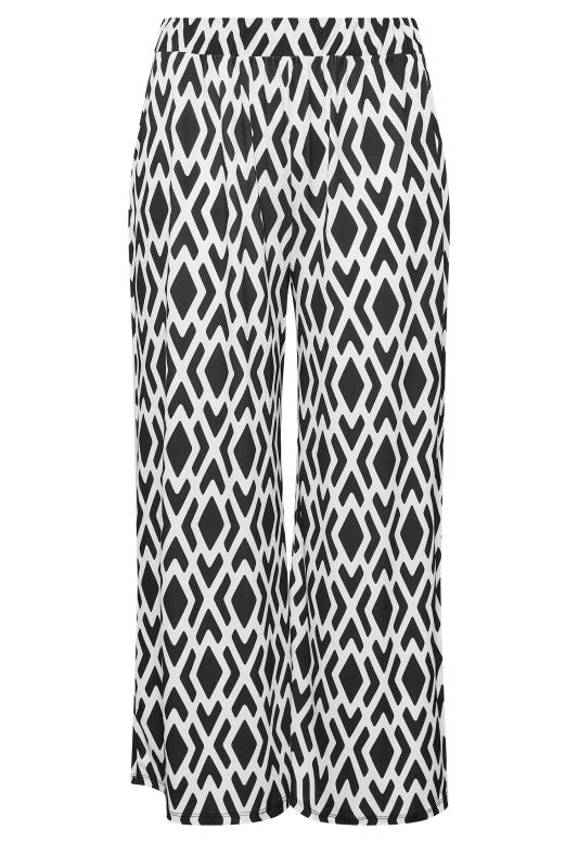 YOURS Curve Plus Size White Geometric Print Wide Leg Trousers | Yours Clothing 5