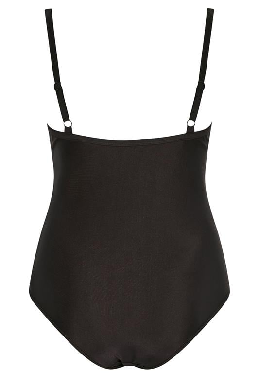 YOURS Plus Size Chocolate Brown Crossover Super Sculpt Swimsuit | Yours Clothing 2