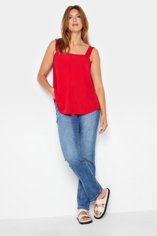 LTS Tall Women's Red Ruched Swing Cami Top 2