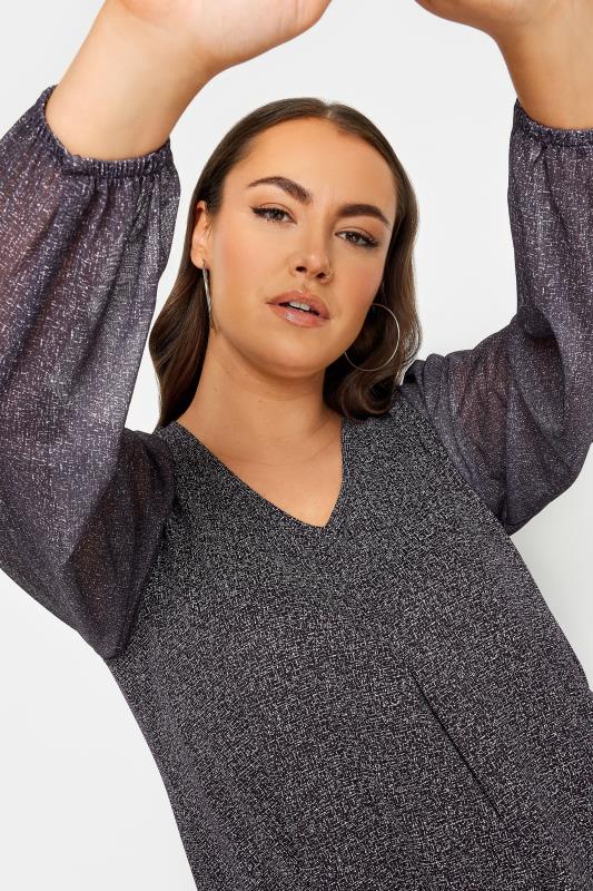 YOURS Plus Size Purple Abstract Print Mesh Swing Top | Yours Clothing 4
