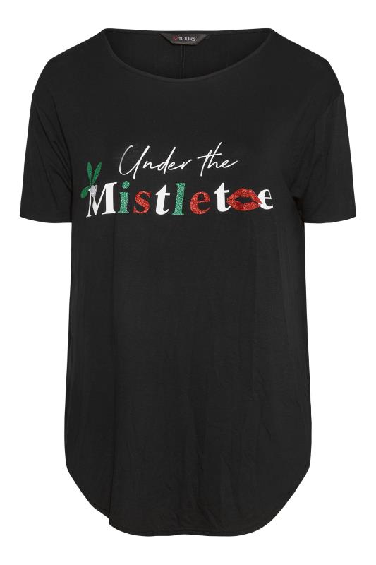 Black 'Under The Mistletoe' Slogan Christmas T-Shirt 6