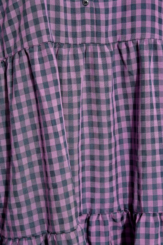 LIMITED COLLECTION Curve Purple Gingham Smock Shirt Dress 5