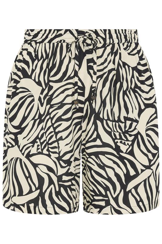 YOURS Plus Size Black Zebra Print Shorts | Yours Clothing 5