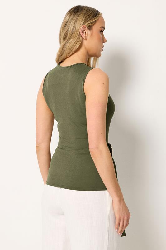LTS Tall Women's Khaki Green Belted Buckle Top | Long Tall Sally 4
