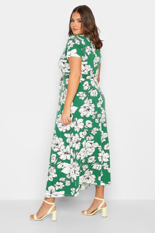 YOURS Plus Size Curve Green Floral Wrap Dress | Yours Clothing  3