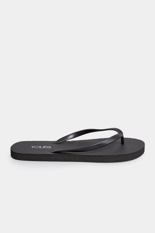 Black Flip Flops In Extra Wide EEE Fit | Yours Clothing 3