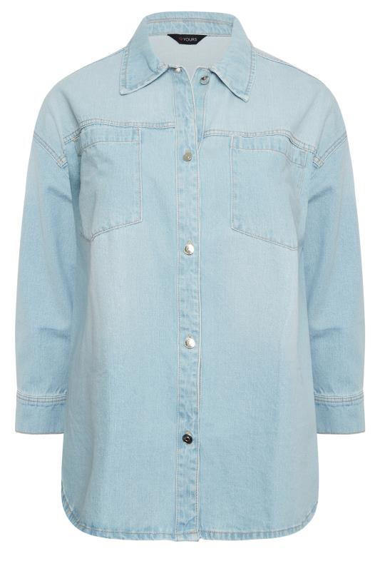 YOURS Plus Size Curve Light Blue Denim Western Style Shacket | Yours Clothing  6