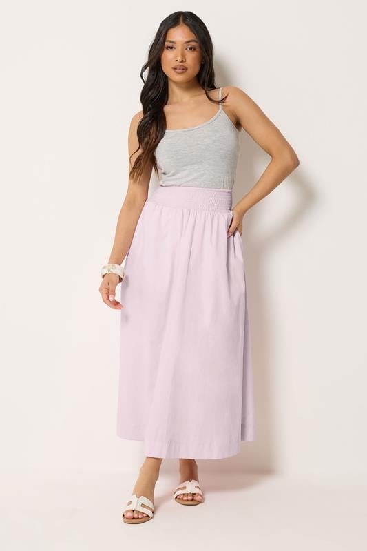  PixieGirl Petite Baby Pink Poplin Shirred Cotton Maxi Skirt