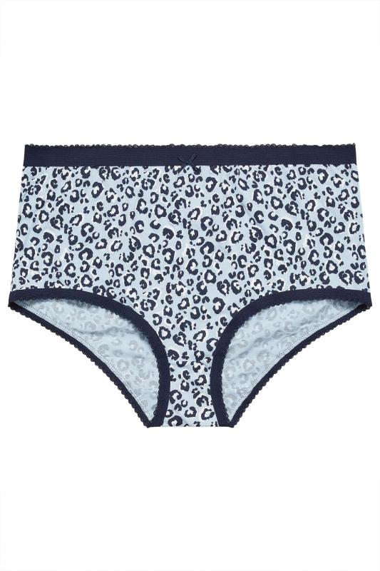 YOURS Plus Size 5 PACK Grey Leopard Print High Waisted Full Briefs | Yours Clothing 4