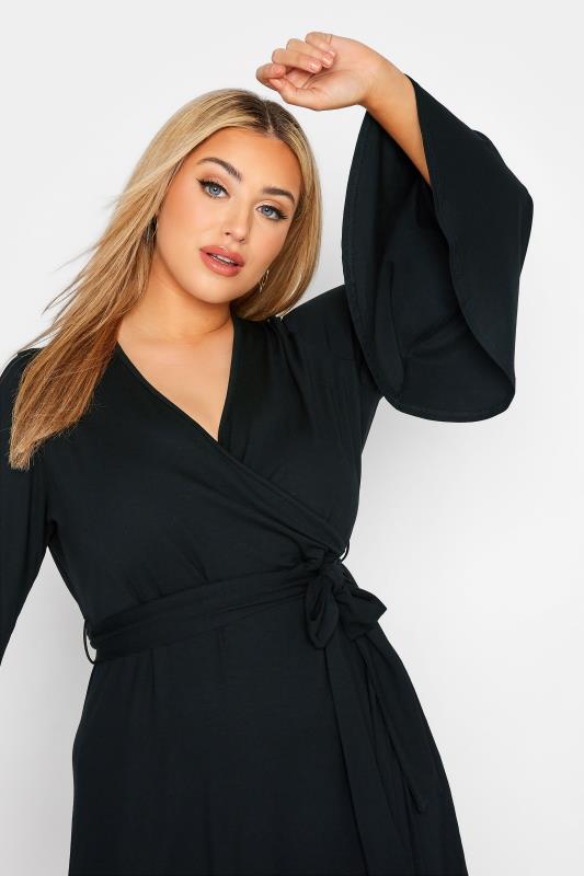 LIMITED COLLECTION Curve Black Flare Sleeve Wrap Dress 4