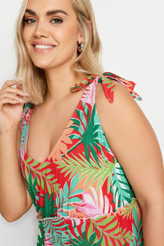LIMITED COLLECTION Plus Size Red Tropical Print Tiered Midi Dress | Yours Clothing 5
