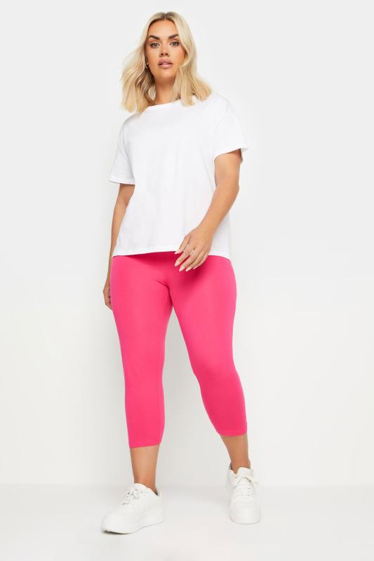 YOURS Plus Size Pink Cropped Leggings | Yours Clothing 2